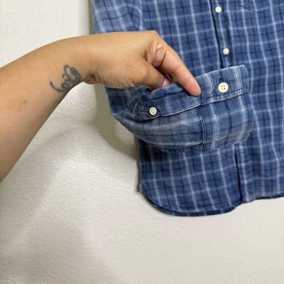 Lucky Brand Shirt Mens Small Plaid California Fit Blue Handcrafted Button Down - Picture 7 of 11